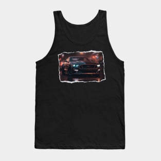 Mustang Inspired Glossy Black Sports Car Tank Top